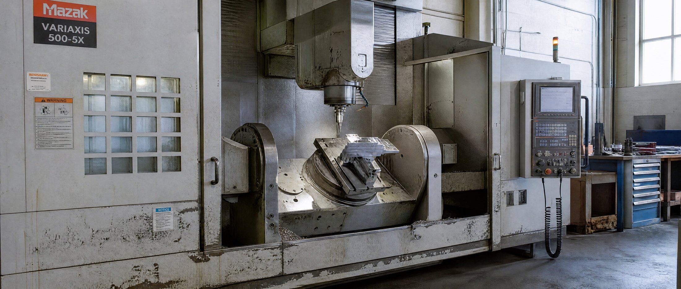 5-axis CNC machining centre mid-cut
